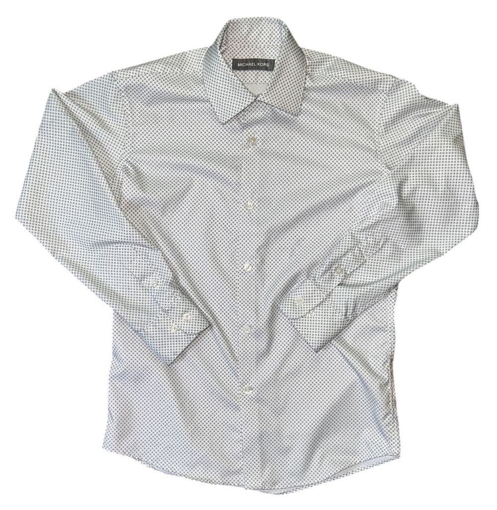 Michael Kors Geometric Print Boys Youth Button Down Dress Shirt 10R